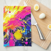 Kosmische uitbarsting: levendige spetterkunst theedoek (Quarter Fold)