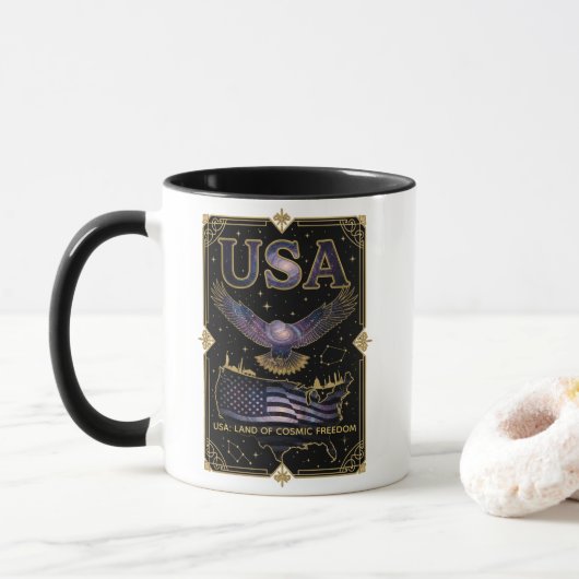 Kosmische USA Adelaar Hemelkaart Kunst Mok (Met donut)
