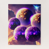 Kosmische Vele Paarse Maan in het troebele univers Legpuzzel (Verticaal)