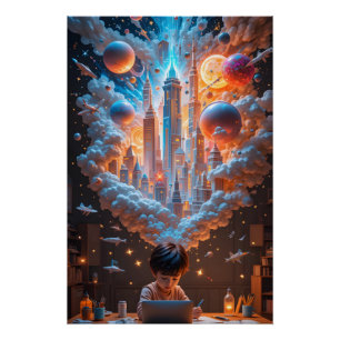 kosmische verbeeldingsscène perfect poster