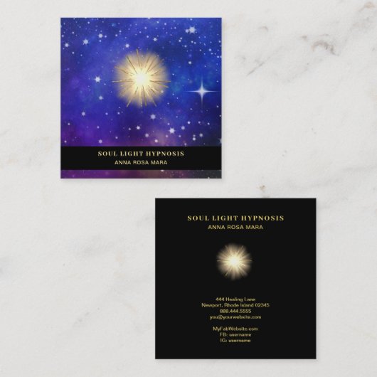 *~* kosmische verwarmingsenergie Zonneverste sterr Vierkante Visitekaartje (Voorkant / Achterkant)