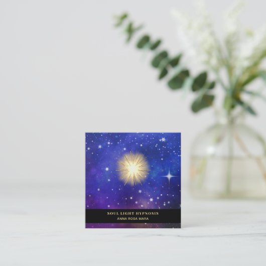 *~* kosmische verwarmingsenergie Zonneverste sterr Vierkante Visitekaartje (Staand voorkant)
