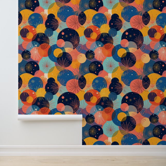 Kosmische viering Abstract vuurwerkpatroon Behang (Applicatie)