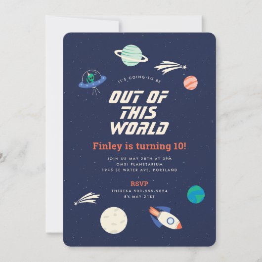 Kosmische viering verjaardagsfeestje 5x7 uitnodigi kaart (Voorkant)