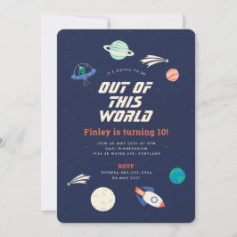Kosmische viering verjaardagsfeestje 5x7 uitnodigi kaart
