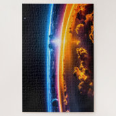 Kosmische visie op de toekomstige stad vanuit een  legpuzzel (Verticaal)