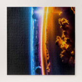 Kosmische visie op de toekomstige stad vanuit een  legpuzzel (Verticaal)