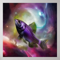 Kosmische Vliegende Vis AI Fantasie Digitaal Kunst