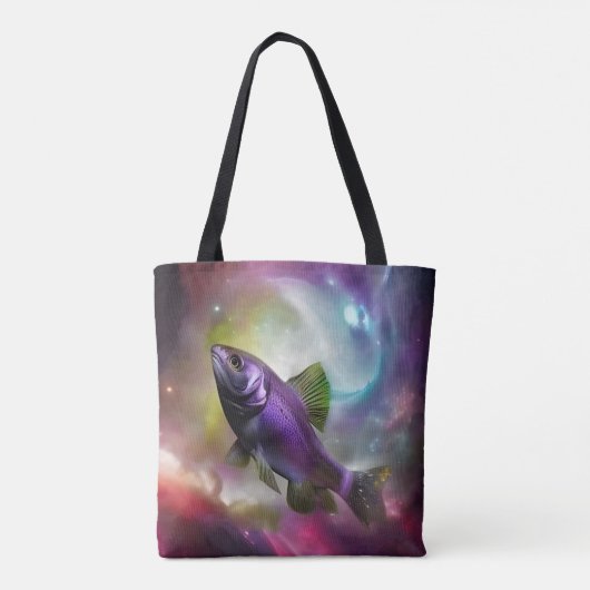 Kosmische Vliegende Vis AI Fantasie Digitale Kunst Tote Bag (Achterkant)