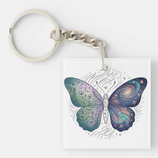 Kosmische Vlinder Hemelse Natuur Esthetiek Sleutelhanger (voorkant)