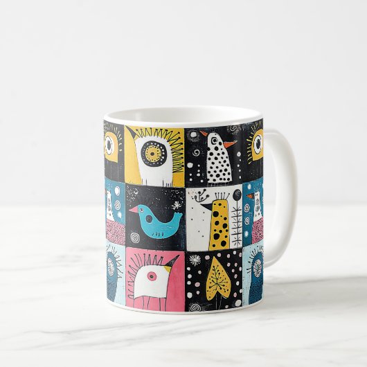 Kosmische vogels en Doodle Dreams Koffiemok (Voorkant rechts)