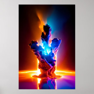 Kosmische vormingsnebula stromende sterrenstelsels poster