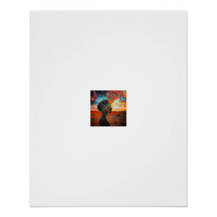 Kosmische Vortex Silhouet Woestijn Zonsondergang Perfect Poster