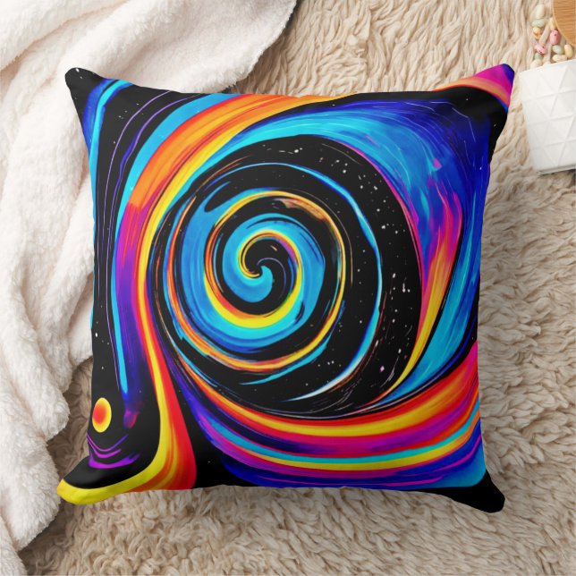 Kosmische Vortex Werveling in Neon Kleuren Kussen (Deken)