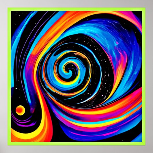 Kosmische Vortex Werveling in Neon Kleuren Poster (Voorkant)