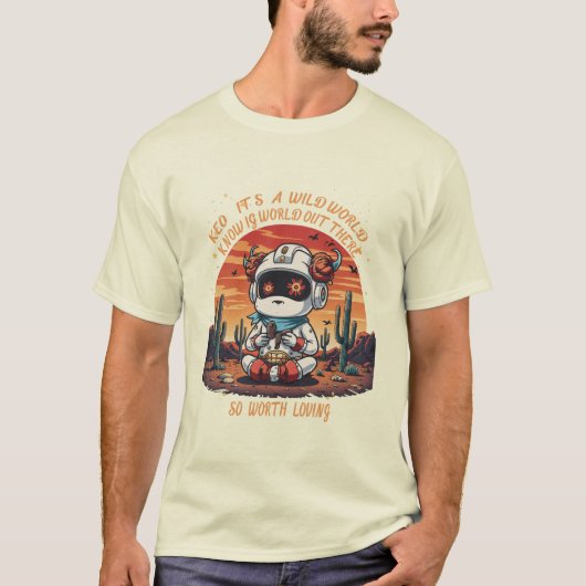 Kosmische vrede in een wilde wereld t-shirt (Voorkant)