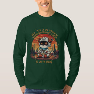 Kosmische vrede in een wilde wereld t-shirt
