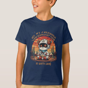 Kosmische vrede in een wilde wereld t-shirt