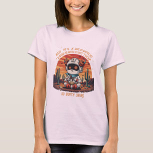 Kosmische vrede in een wilde wereld t-shirt