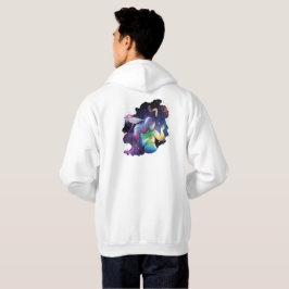 Kosmische vrouw en etherische ooievaar in de diepe hoodie