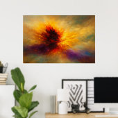 Kosmische Vuuruitbarsting Abstracte Explosie in Le Poster (Thuiskantoor)