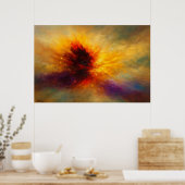 Kosmische Vuuruitbarsting Abstracte Explosie in Le Poster (Keuken)