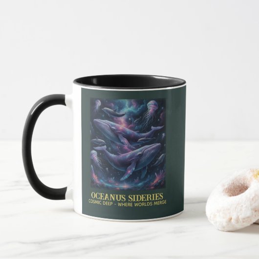 Kosmische Walvis Melkweg Oceaan Mok (Met donut)