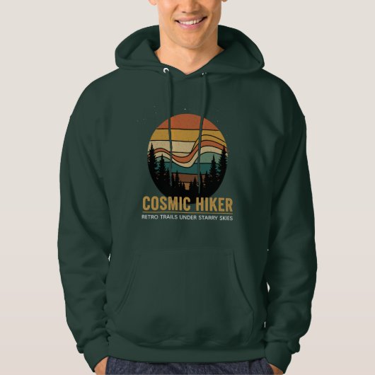 Kosmische Wandelaar Retro 70er Zonsondergang Ruimt Hoodie (Voorkant)