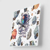 Kosmische wandklok – Ruimtethema Planeten & rakett (Hoek)