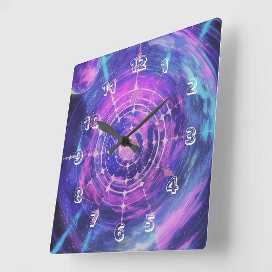 kosmische wandklok, vierkante klok (Hoek)