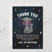 Kosmische wasbeer wild een roze meisje Baby shower Bedankkaart (Voorkant)