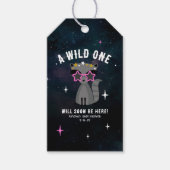 Kosmische wasbeer wild een roze meisje Baby shower Cadeaulabel (Voorkant)