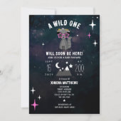 Kosmische wasbeer wild een roze meisje Baby shower Kaart (Voorkant)