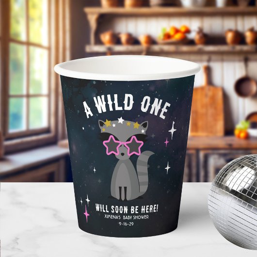 Kosmische wasbeer wild een roze meisje Baby shower Papieren Bekers