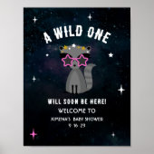 Kosmische wasbeer wild een roze meisje Baby shower Poster (Voorkant)