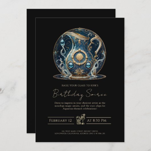 Kosmische Waterdrager Sterrenbord Zwart Goud Water Kaart (Voorkant / Achterkant)