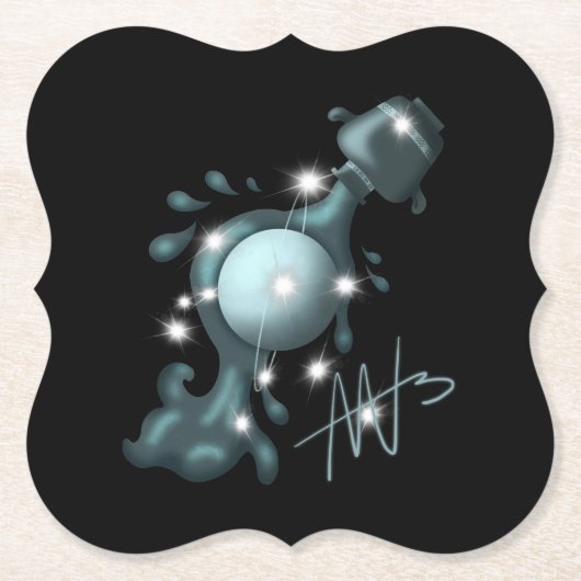 Kosmische Waterman Uranus Zodiac Kartonnen Onderzetters (Voorkant)