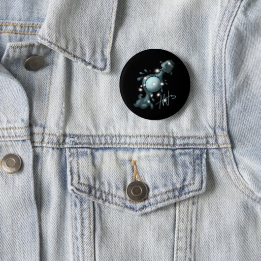 Kosmische Waterman Uranus Zodiac Ronde Button 5,7 Cm (In situ)