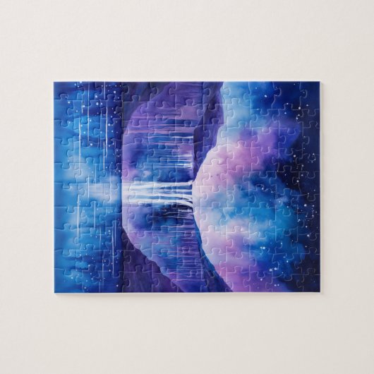 Kosmische waterval Paarse blauw Legpuzzel (Horizontaal)