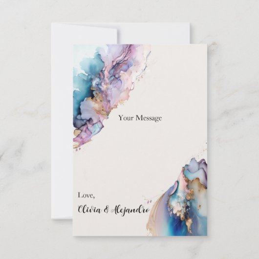 Kosmische Waterverf bedankje Kaart (Achterkant)