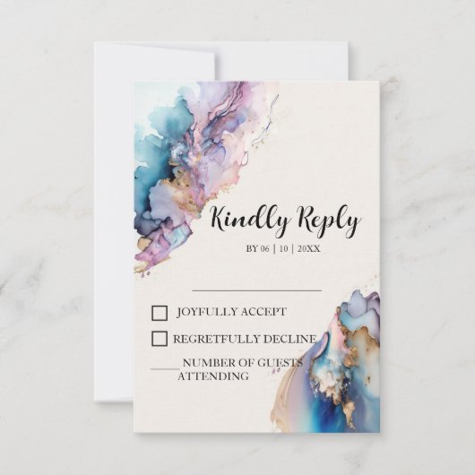 Kosmische Waterverf bruiloft RSVP Kaarten (Voorkant)