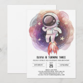 Kosmische Waterverf Magic Astronaut Verjaardag Kaart (Voorkant / Achterkant)