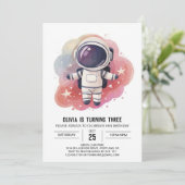 Kosmische Waterverf Verkenner Astronaut Verjaardag Kaart (Staand voorkant)