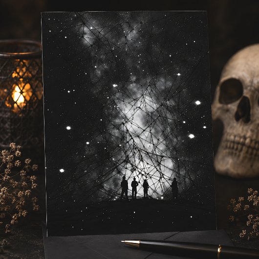 Kosmische web Sterrenstelsel Silhouet Kunst Briefkaart