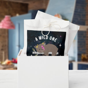 Kosmische welp slaperig wild een roze meisje Baby  Bedankzakje