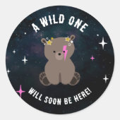 Kosmische welp slaperig wild een roze meisje Baby  Ronde Sticker (Voorkant)