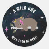 Kosmische welp slaperig wild een roze meisje Baby Ronde Sticker (Voorkant)