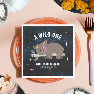 Kosmische welp slaperig wild een roze meisje Baby  Servet