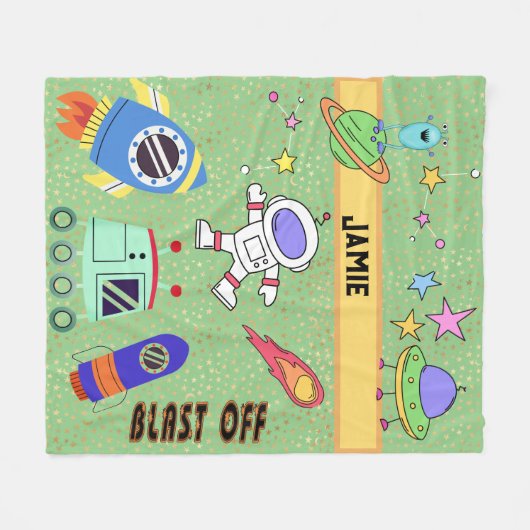 Kosmische wereld gepersonaliseerde fleece deken (Voorkant (Horizontaal))