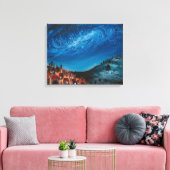 Kosmische werveling over Village Night Canvas Art (Insitu (Woonkamer))